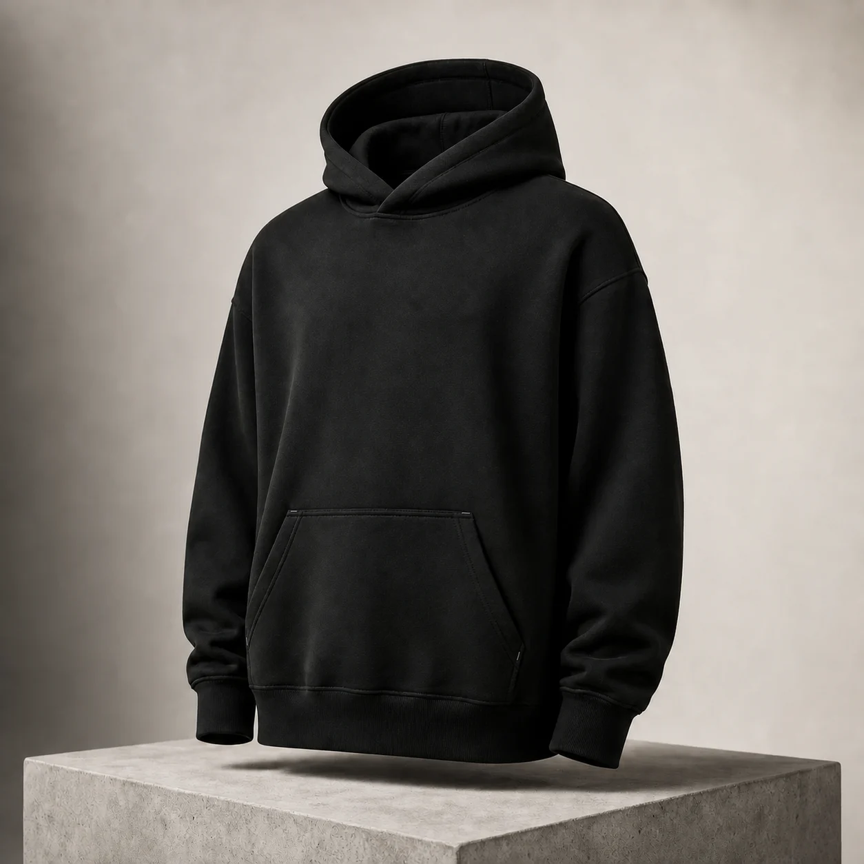 Hoodie negro oversized VALZERI en estudio